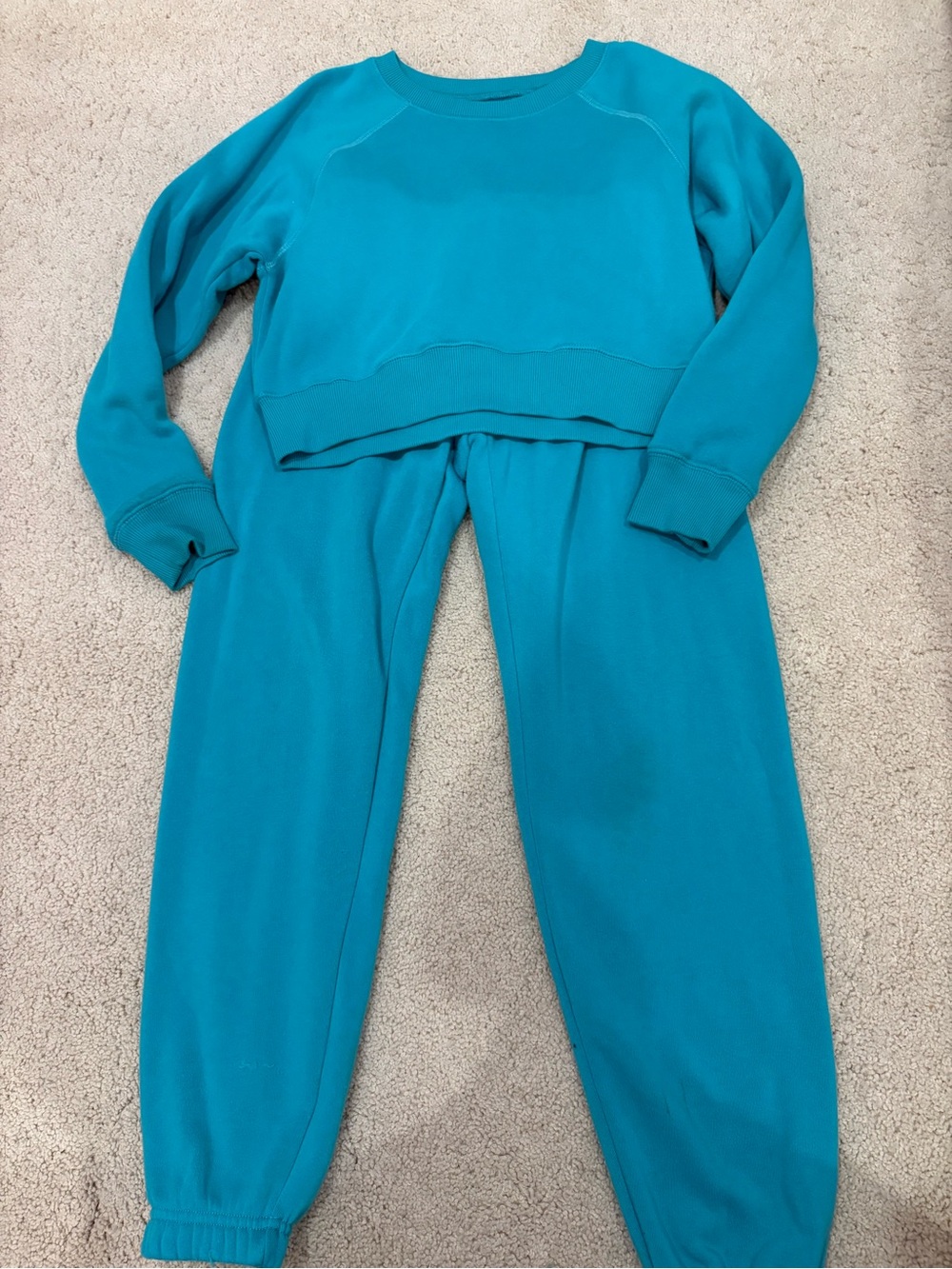 KatieJ NYC Tween Teal Blue Sweatshirt and Dylan Sweat Pants Set, Size Large